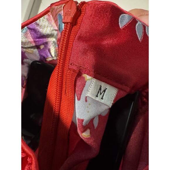 Red Cheongsam Dress - Floral Peacock Qipao - Mini - Size M (US Small) - Picture 8 of 8